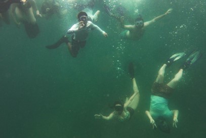 Attempted group photo from Port Coxen Hole