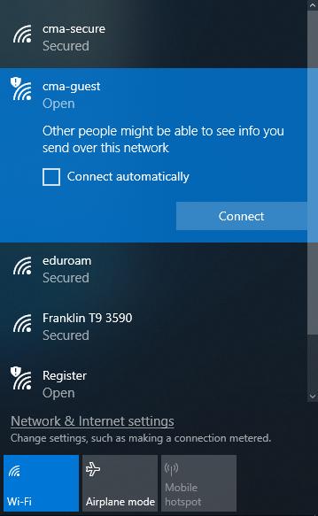  photo of the wireless network list
