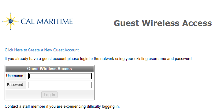  photo of the guest wireless access login page