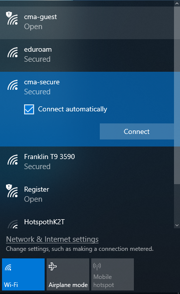  photo of the wireless network connection window with a list of wireless networks
