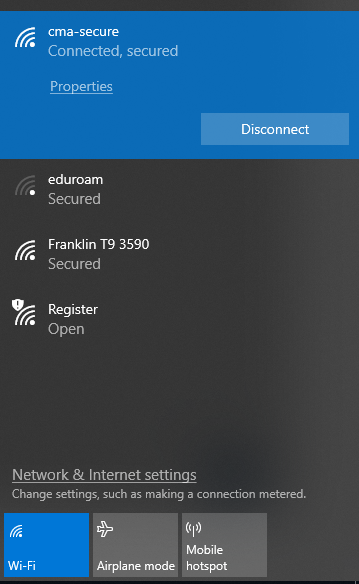  wireless network icon will show as connected
